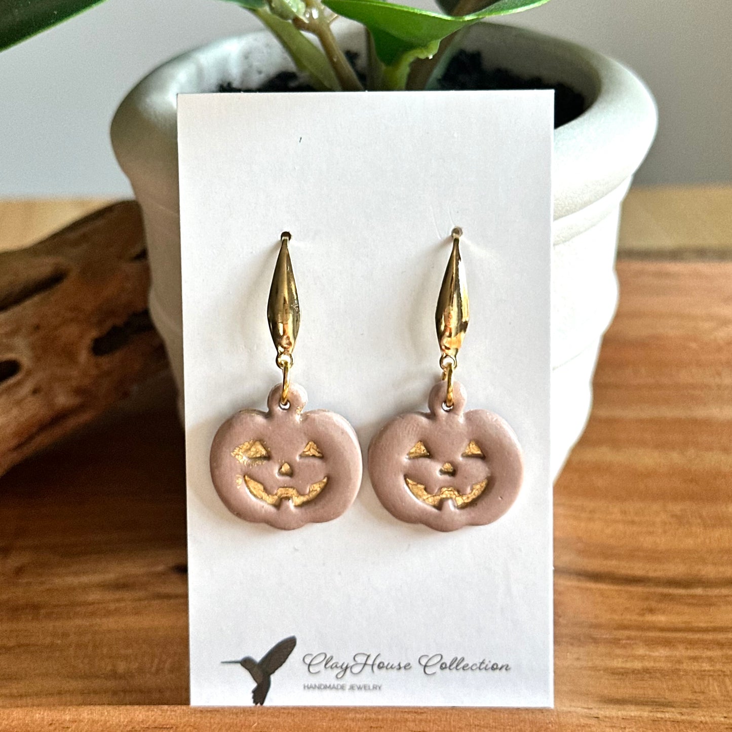 Taupe Jack-O-Lantern Earrings