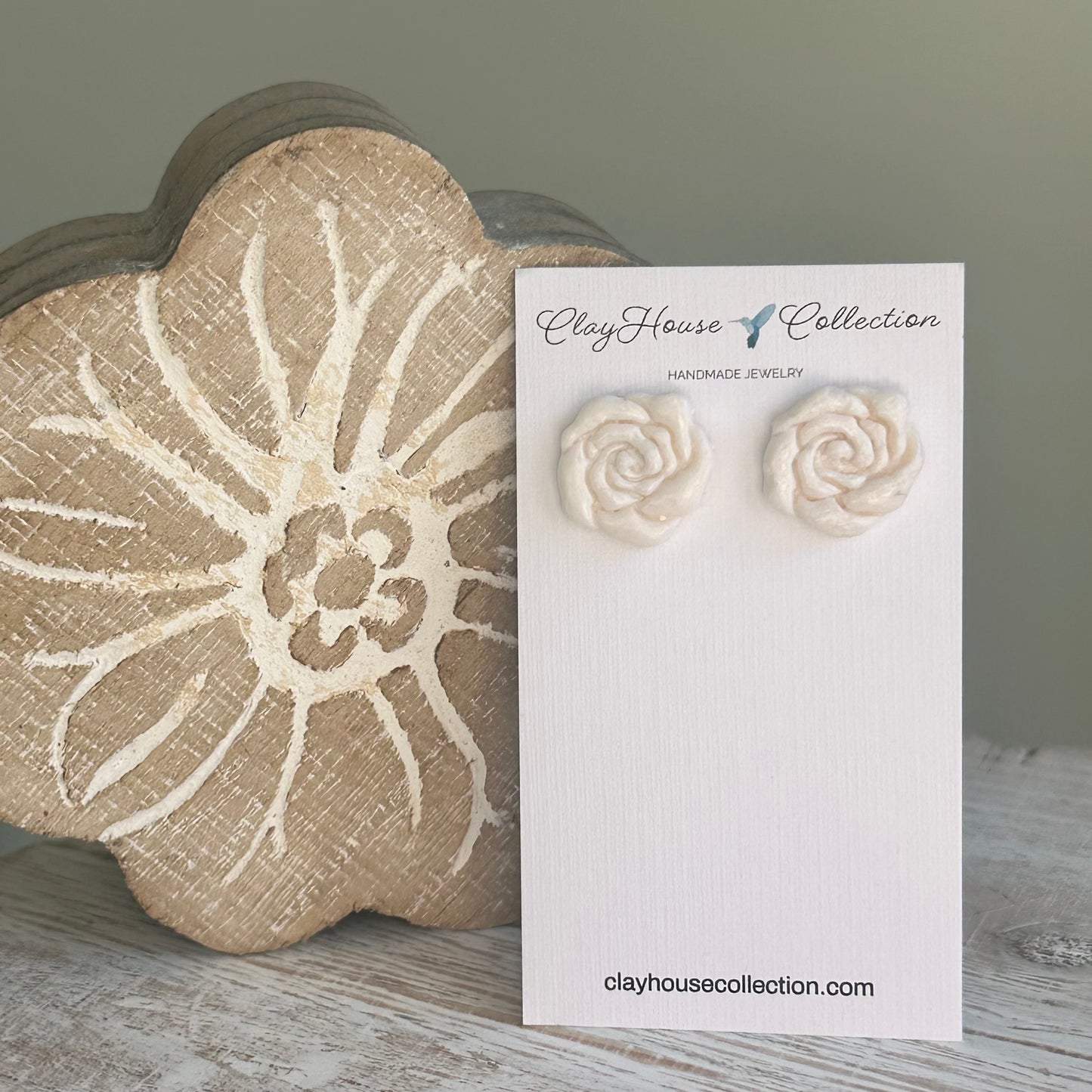 Ivory Rose Stud Earrings
