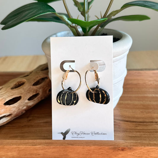 Black Pumpkin Clay Earrings