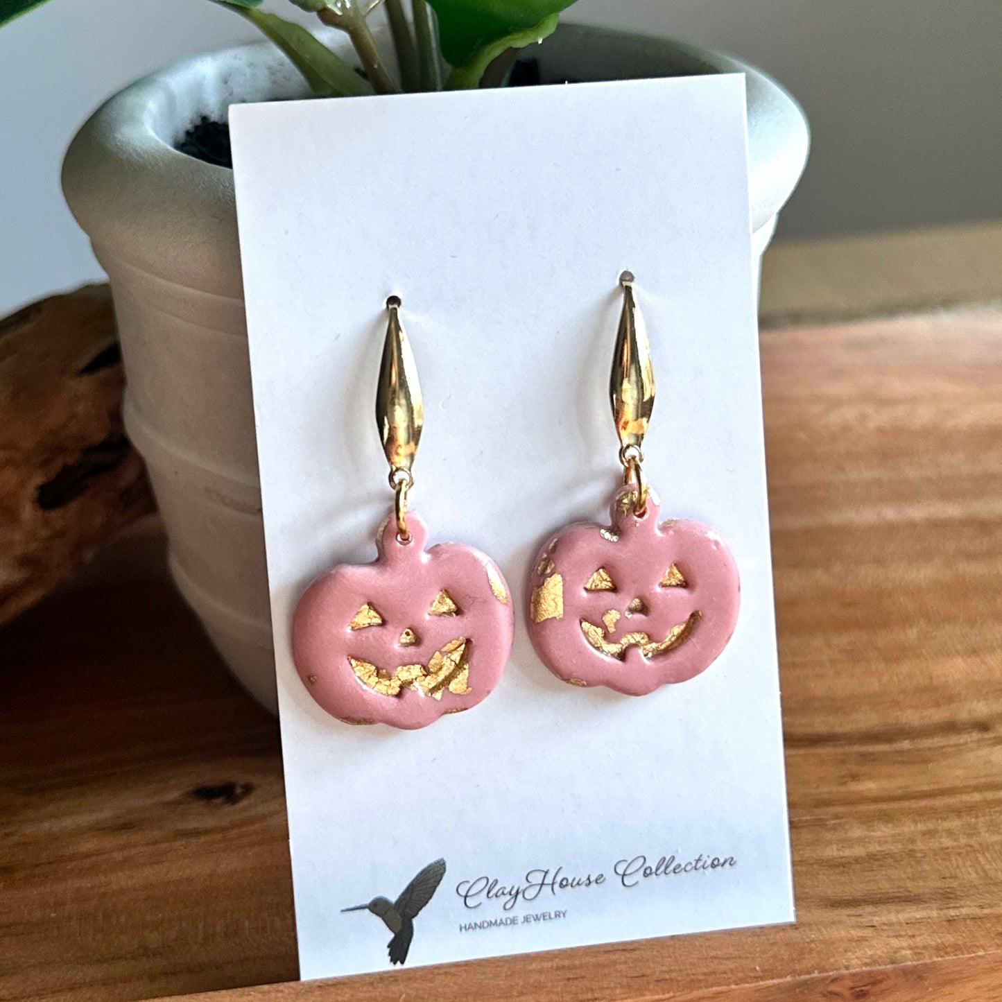 Peachy Pink Jack-O-Lantern Earrings