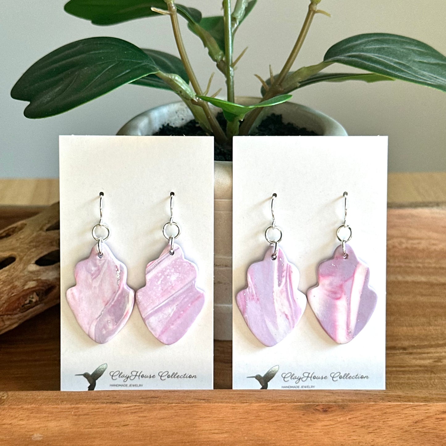 Lavender Marble Drop Clay Earrings