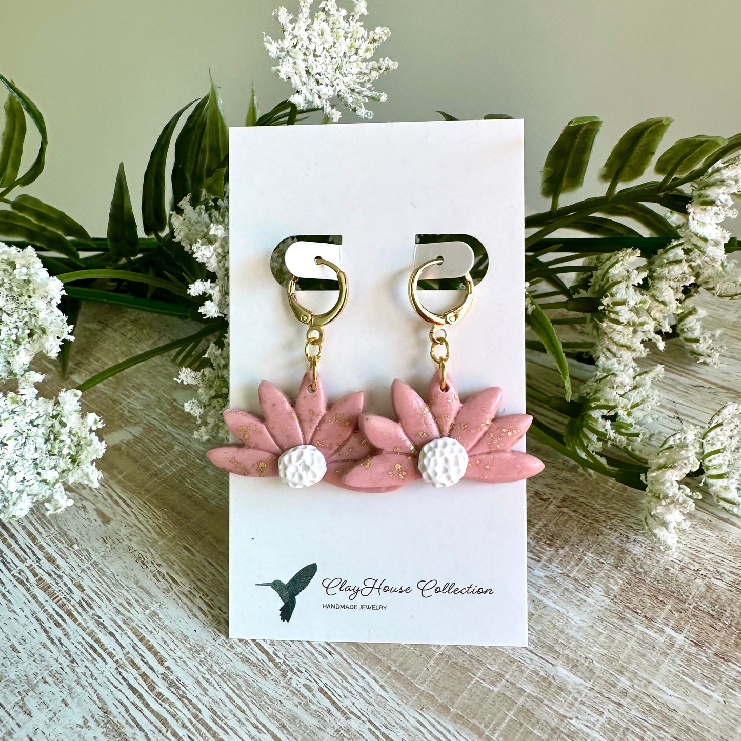 Half Daisy Clay Earrings