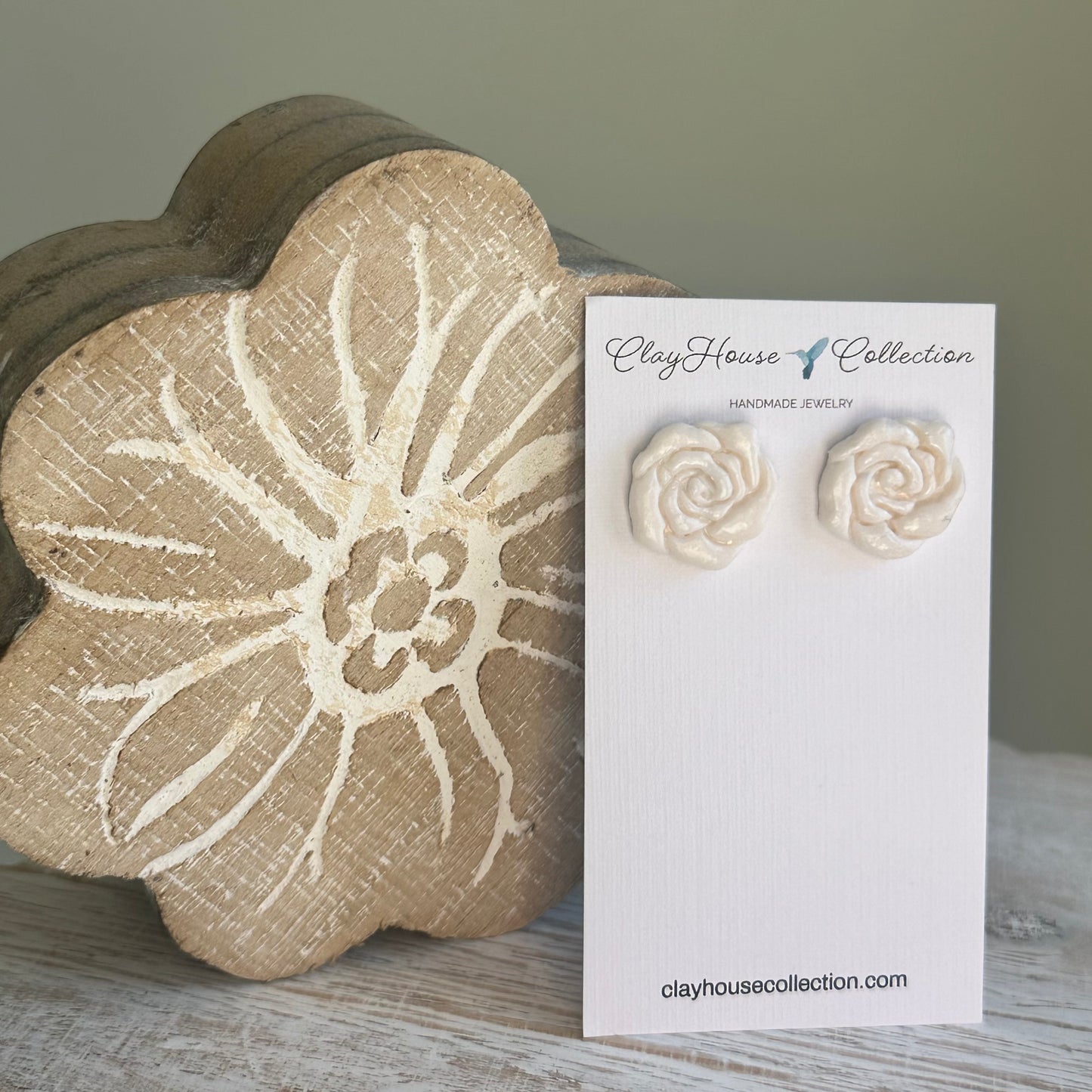 Ivory Rose Stud Earrings
