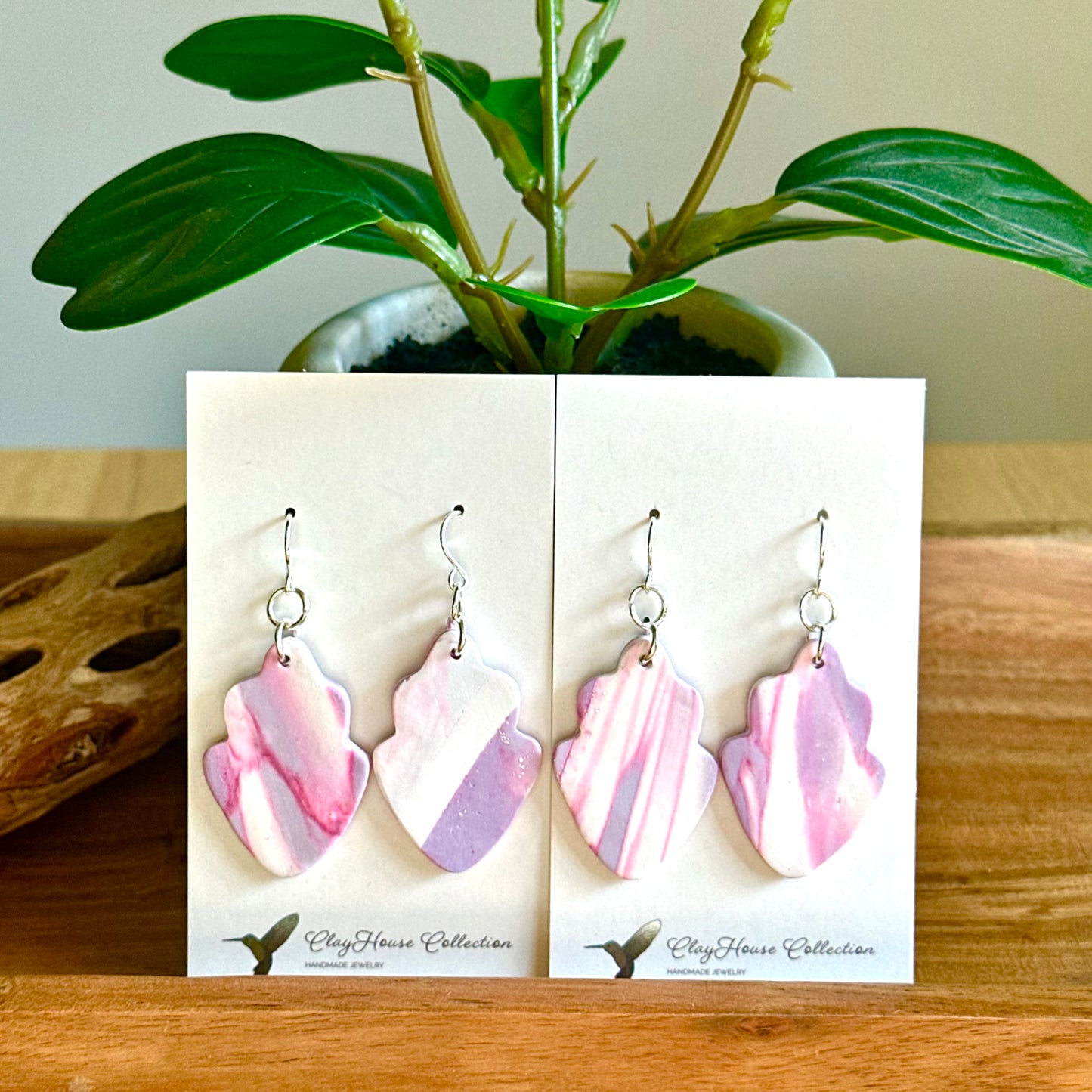 Lavender Marble Drop Clay Earrings