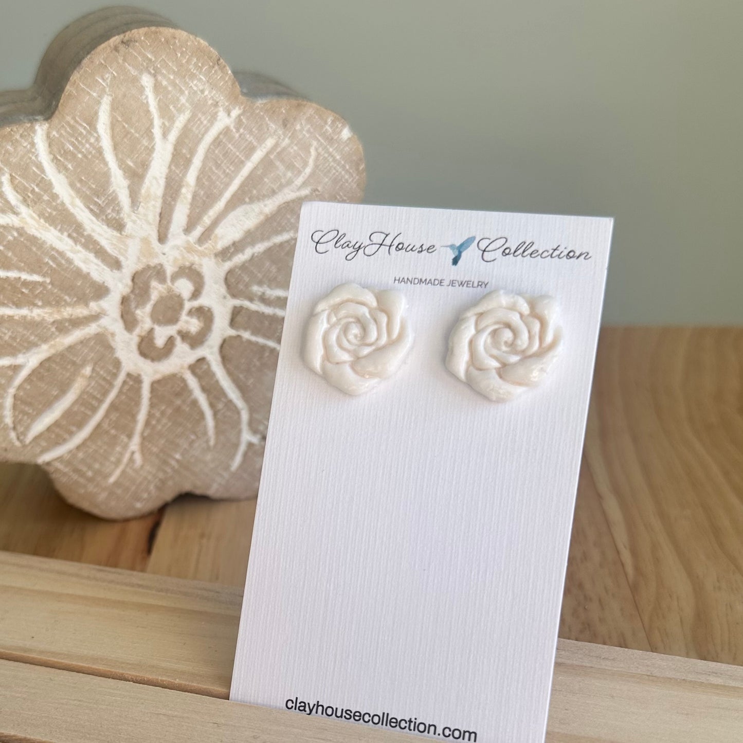 Ivory Rose Stud Earrings
