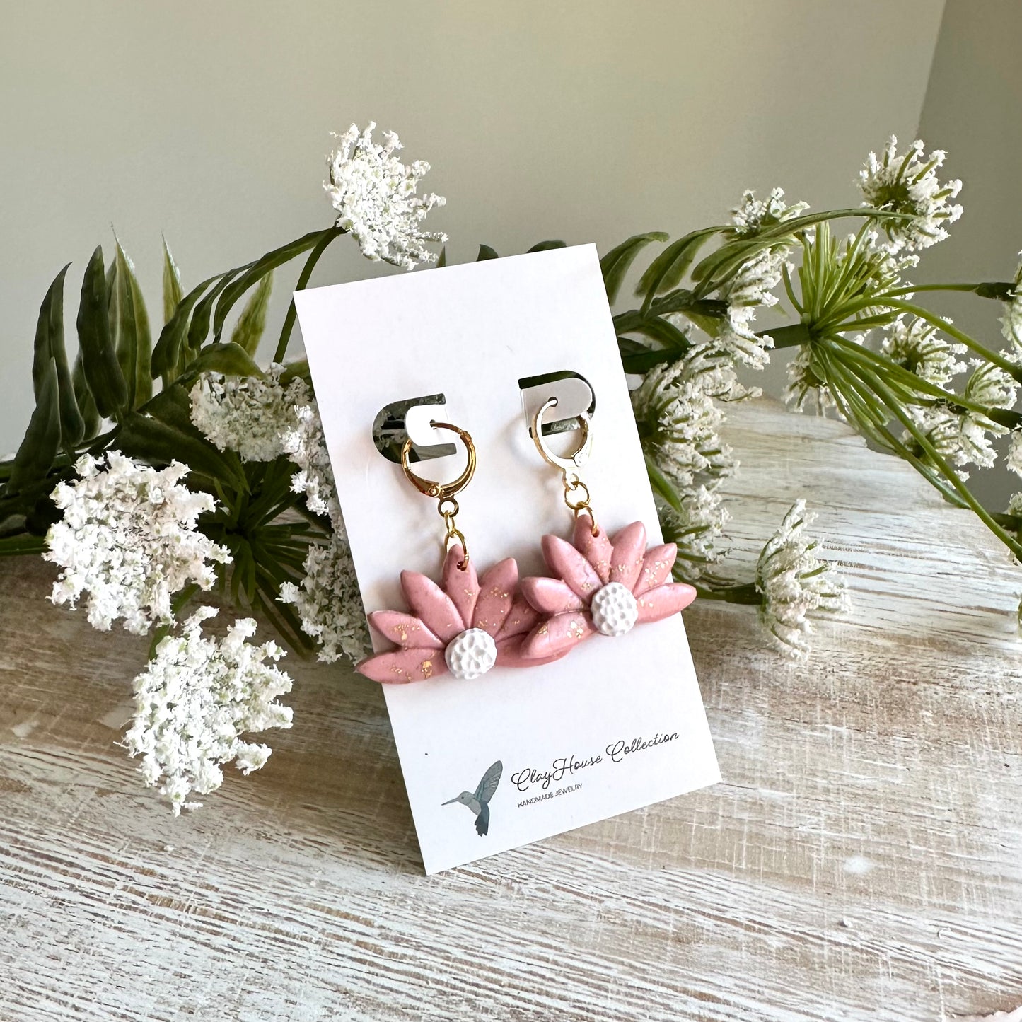 Half Daisy Clay Earrings