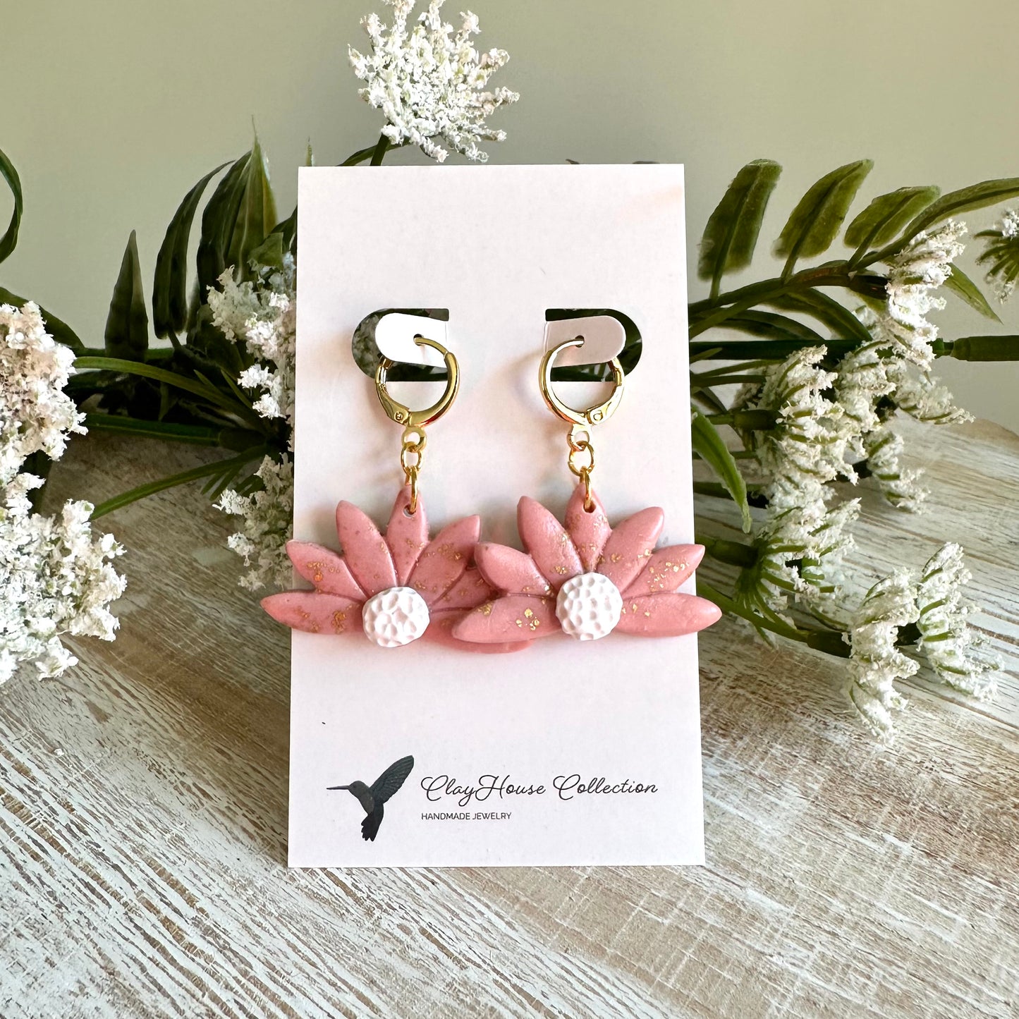 Half Daisy Clay Earrings