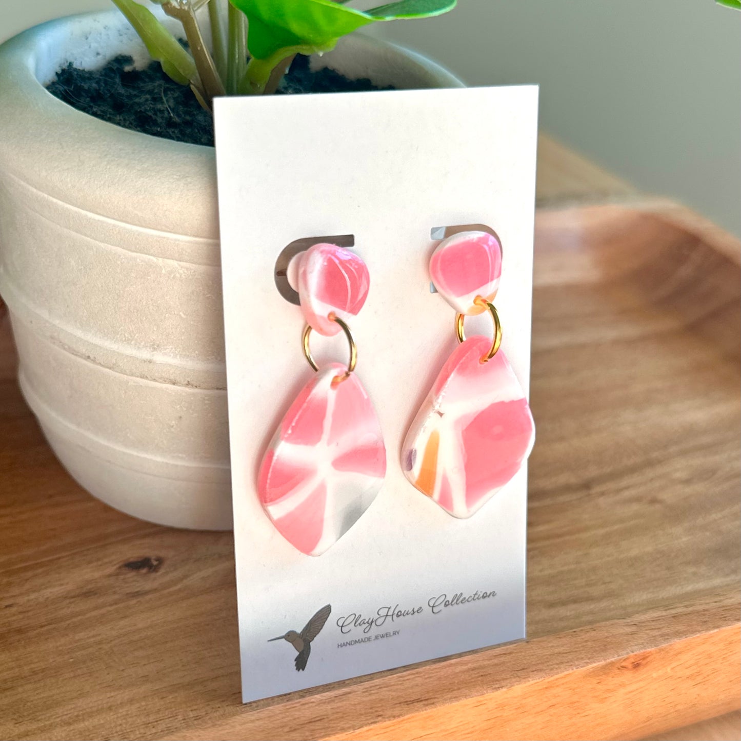 Multi Colored Two Tier Clay Earrings