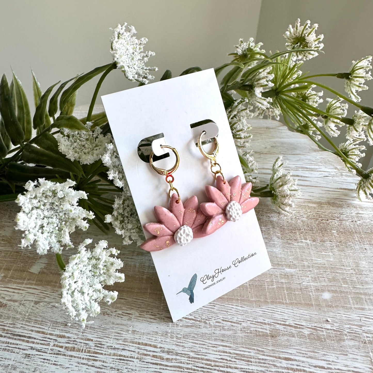 Half Daisy Clay Earrings