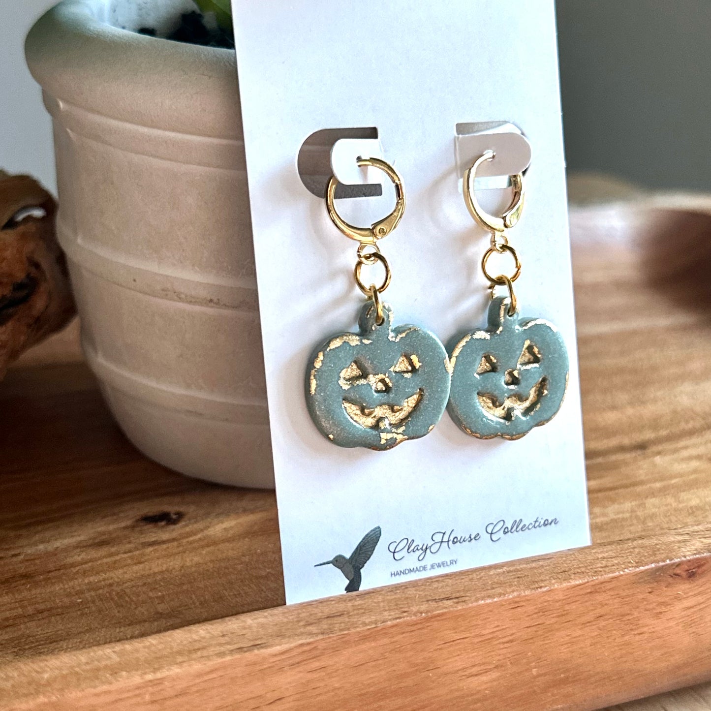 Green Jack-O-Lantern Earrings