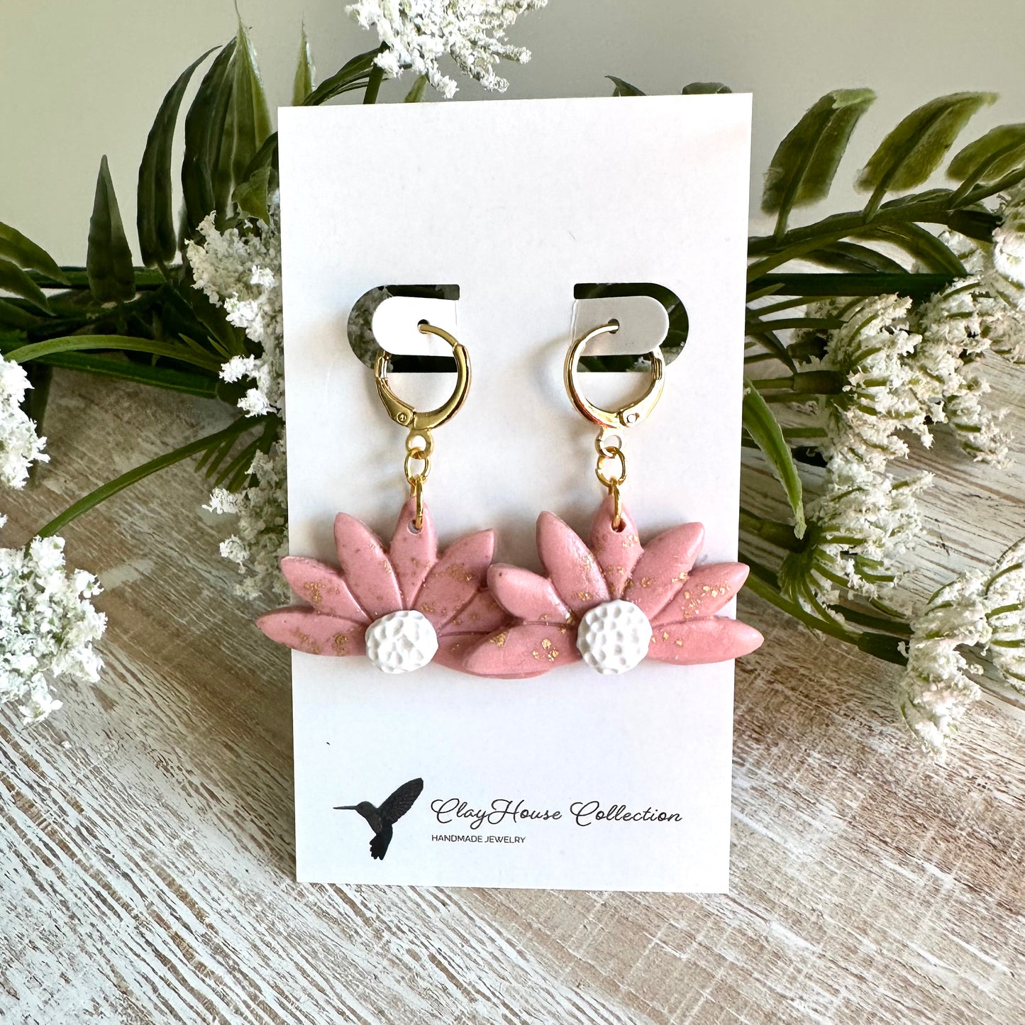 Half Daisy Clay Earrings