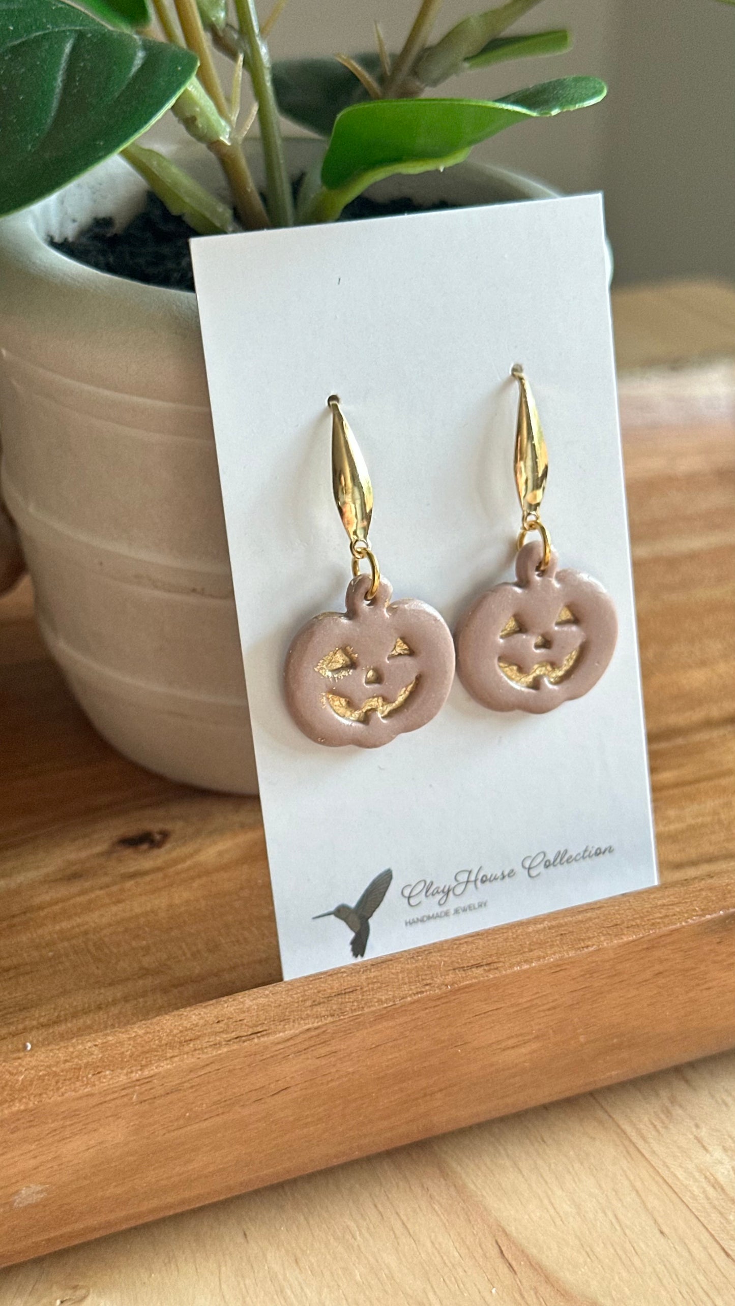 Taupe Jack-O-Lantern Earrings