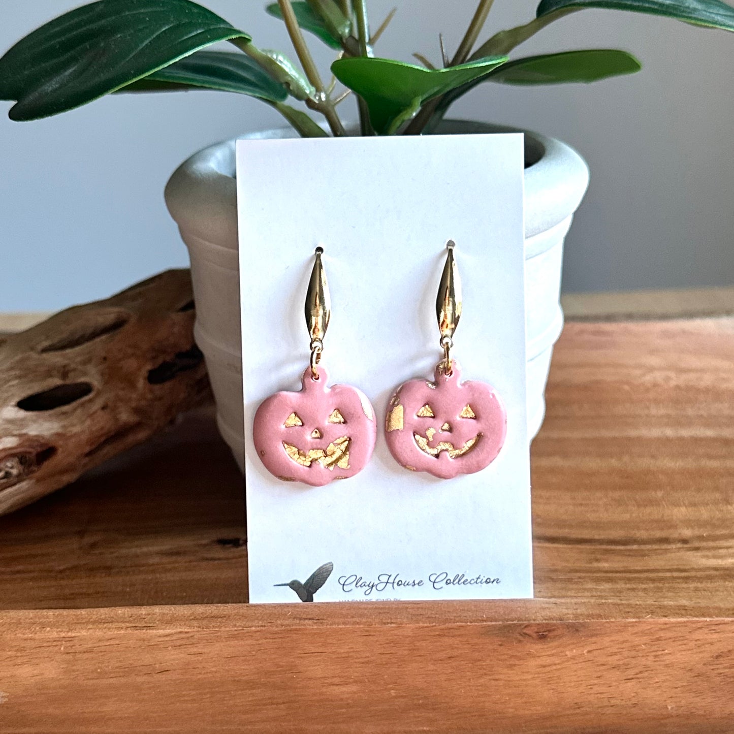 Peachy Pink Jack-O-Lantern Earrings