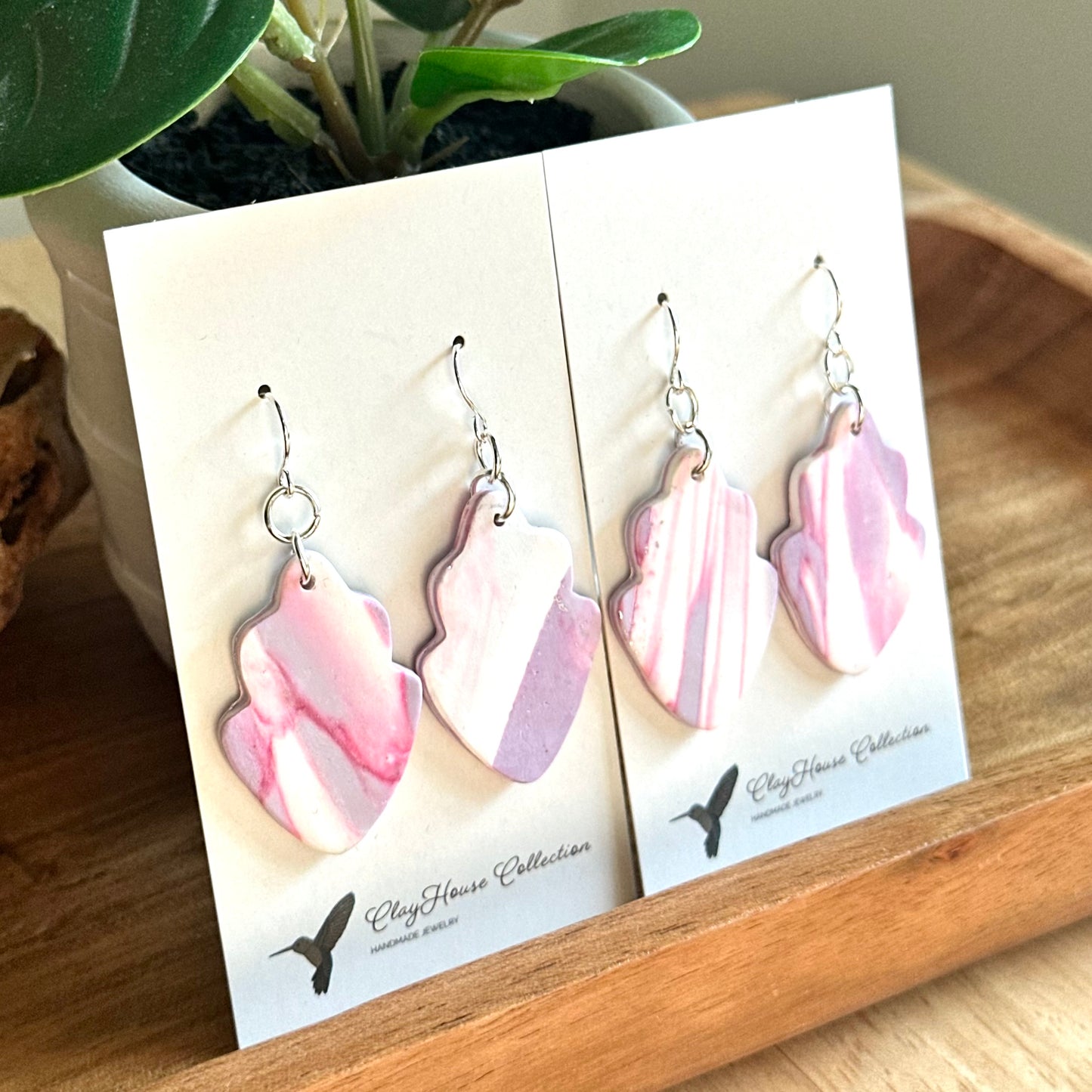 Lavender Marble Drop Clay Earrings