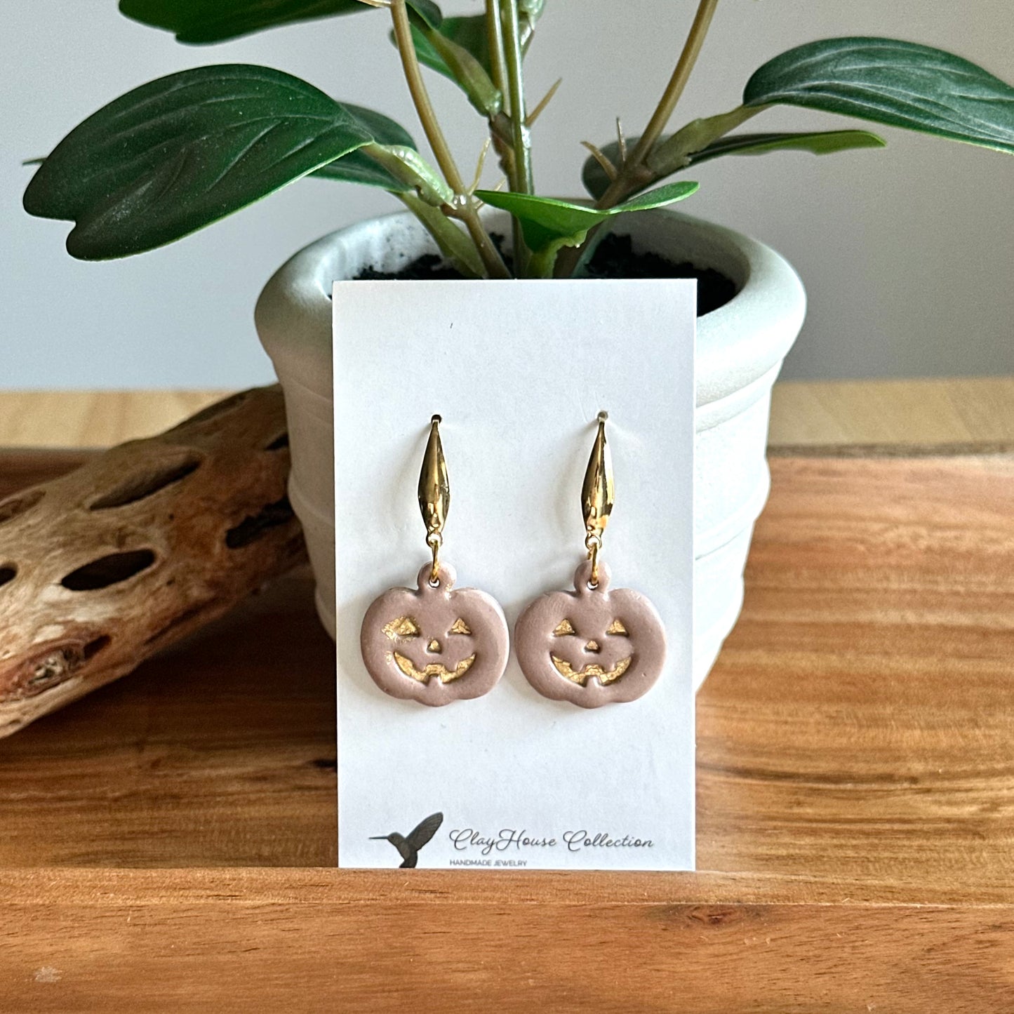 Taupe Jack-O-Lantern Earrings