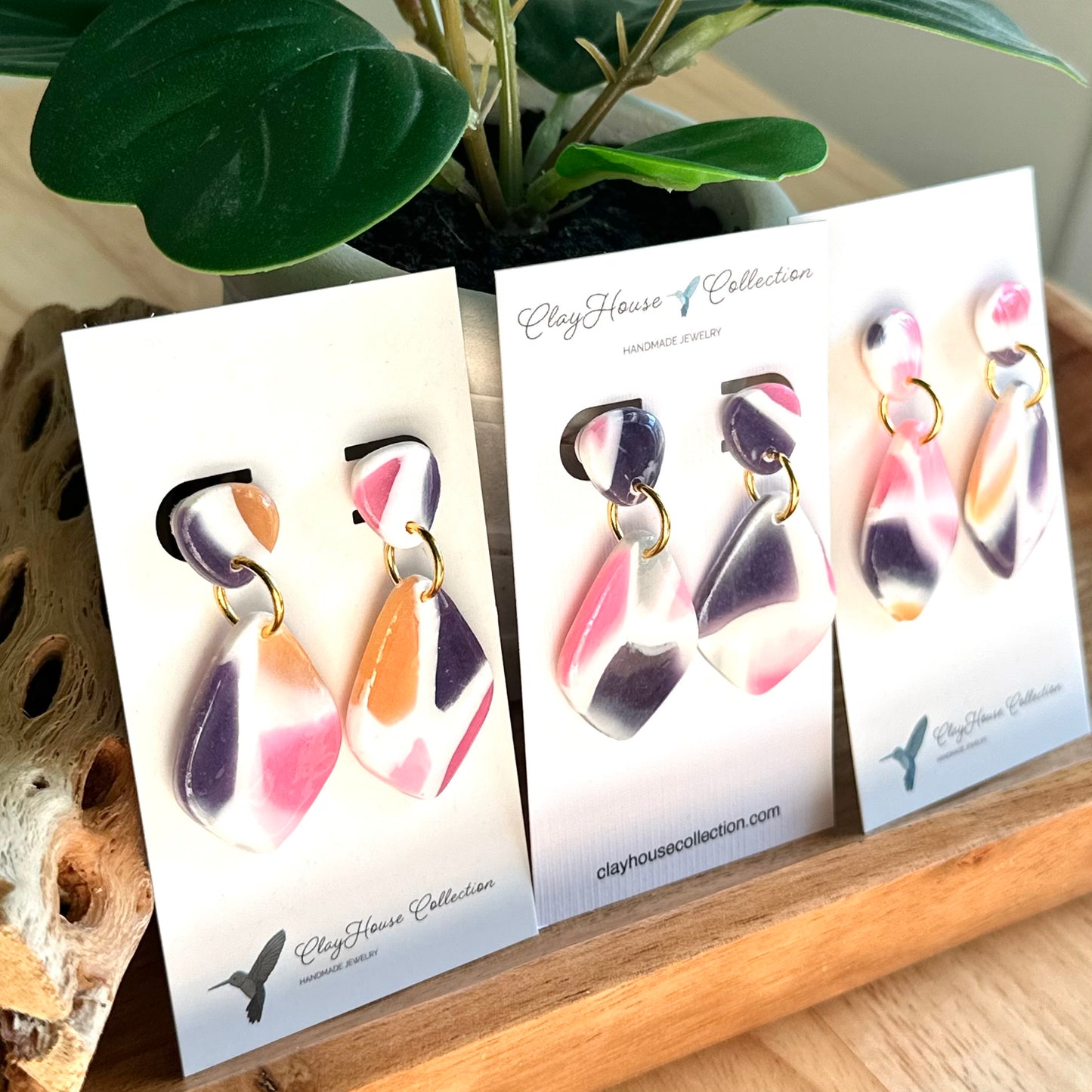 Multi Colored Two Tier Clay Earrings