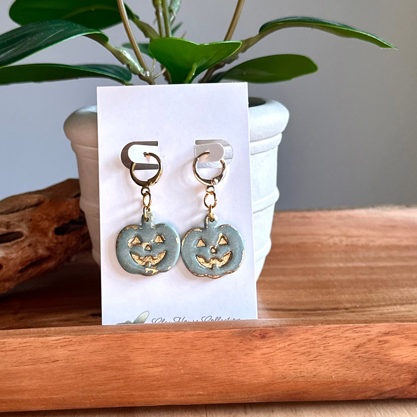 Green Jack-O-Lantern Earrings